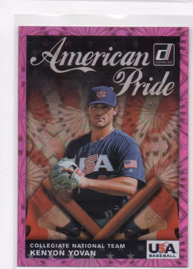 2019 Donruss American Pride Pink Firework #19 Kenyon Yovan (15-FF15-MLBUSA)