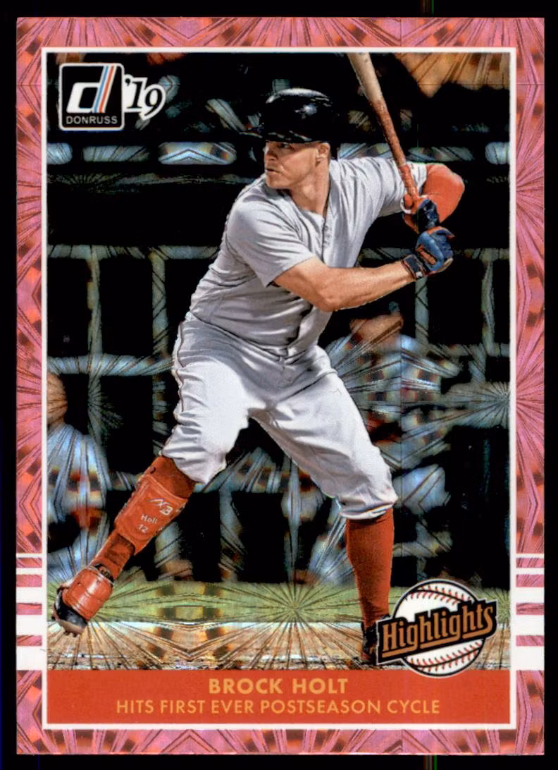2019 Donruss Highlights Pink Firework #11 Brock Holt (12-FF13-MLBREDSOX)