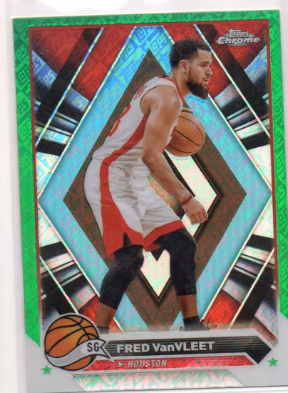 2023-24 Topps Chrome Green Topps Refractors #126 Fred VanVleet (20-FF11-NBAROCKETS) WRONG PLAYER ON BACK - ERROR