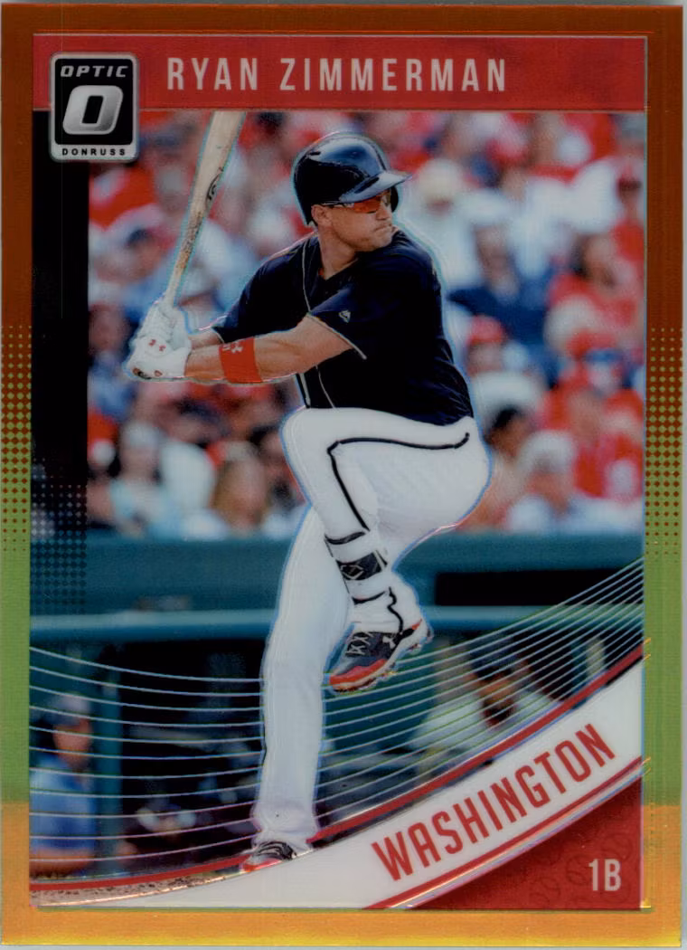 2018 Donruss Optic Red and Yellow #162 Ryan Zimmerman (15-GG10-MLBNATIONALS)