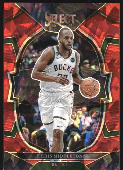 2022-23 Select Prizms Red Cracked Ice #28 Khris Middleton (20-HH11-NBABUCKS)
