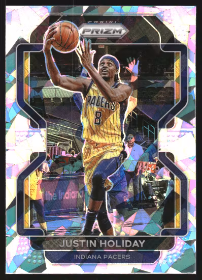 2021-22 Panini Prizm Prizms Ice #188 Justin Holiday (30-HH10-NBAPACERS) ERROR JOSHUA PRIMO ON BACK