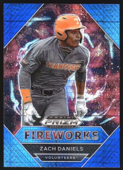 2020 Panini Prizm Draft Picks Fireworks Prizms Blue and Carolina Blue Hyper #4 Zach Daniels (15-HH7-MLBOTHERS)
