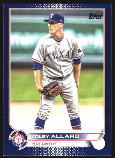 2022 Topps Update Royal Blue #US122 Kolby Allard (15-HH7-MLBRANGERS)