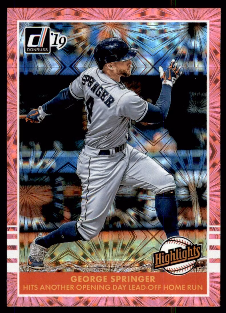 2019 Donruss Highlights Pink Firework #6 George Springer (15-HH8-MLBASTROS)