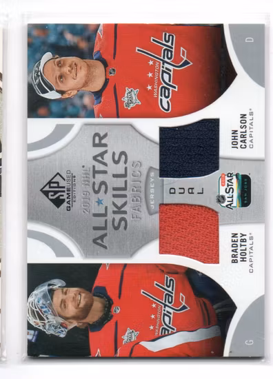2019-20 SP Game Used '19 All Star Skills Fabrics Dual #AS2HC Braden Holtby John Carlson (40-II2-NHLCAPITALS)