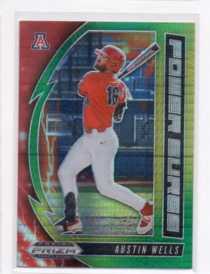 2020 Panini Prizm Draft Picks Power Surge Prizms Green and Yellow Hyper #12 Austin Wells (15-HH13-MLBOTHERS)