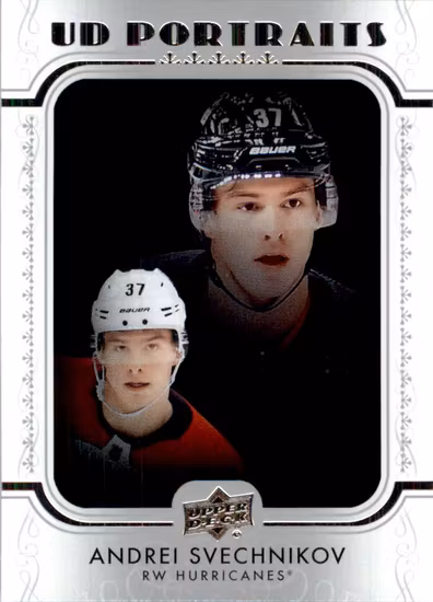 2019-20 Upper Deck UD Portraits #P34 Andrei Svechnikov (10-JJ5-NHLHURRICANES)