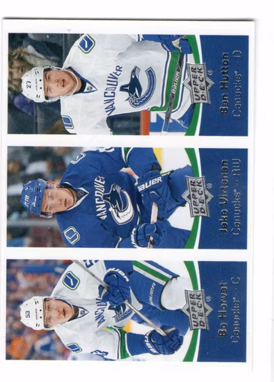 2016-17 Upper Deck Team Triples #TTV1 Bo Horvat Jake Virtanen Ben Hutton (40-JJ10-NHLCANUCKS)
