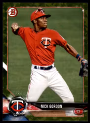 2018 Bowman Prospects Camo #BP49 Nick Gordon (10-JJ7-MLBTWINS)
