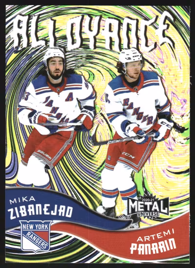 2020-21 Metal Universe Alloyance #AL12 Mika Zibanejad Artemi Panarin (30-JJ8-NHLRANGERS)