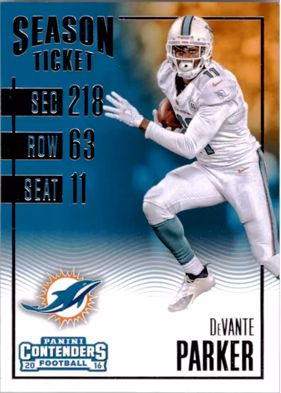 2016 Panini Contenders #57 DeVante Parker (10-JJ11-NFLDOLPHINS)