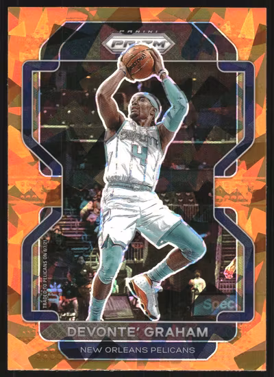 2021-22 Panini Prizm Prizms Orange Ice #184 Devonte' Graham (12-JJ6-NBAPELICANS)