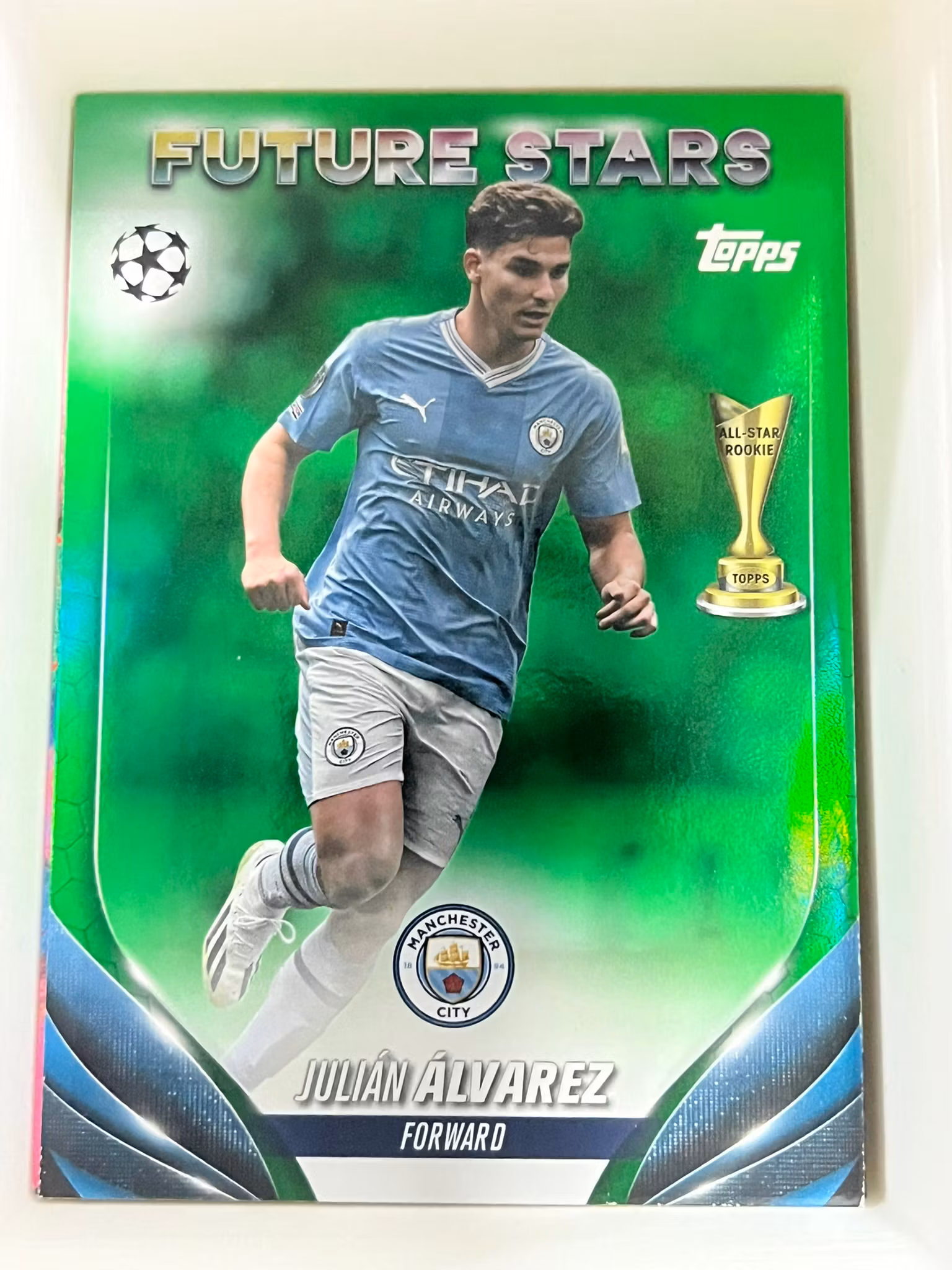 2023-24 Topps UEFA Club Competitions Green Foil #150 Julian Alvarez FS (50-II9-SOCCERMANCHESTERCITY)
