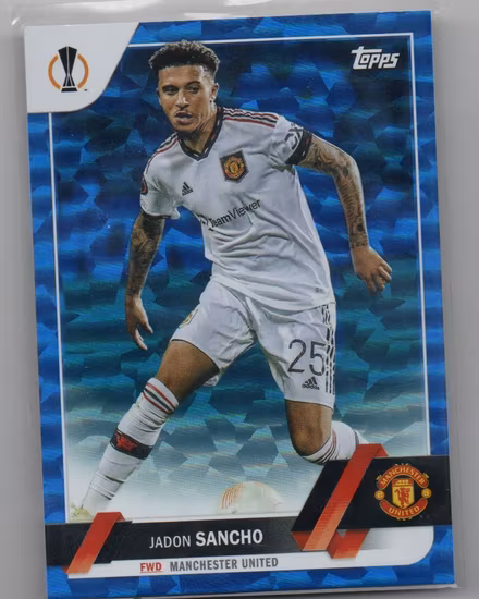 2022-23 Topps UEFA Club Competitions Icy Blue #186 Jadon Sancho (80-II2-SOCCERMANCHESTERUNITED)
