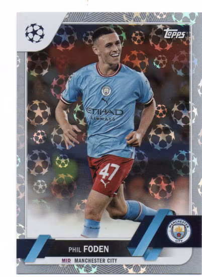 2022-23 Topps UEFA Club Competitions Starball #47 Phil Foden (30-JJ1-SOCCERMANCHESTERCITY)
