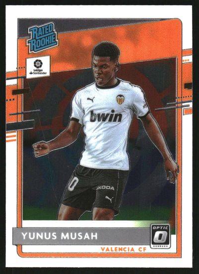 2020-21 Donruss Optic Rated Rookies La Liga #6 Yunus Musah (15-JJ11-SOCCERVALENCIA)