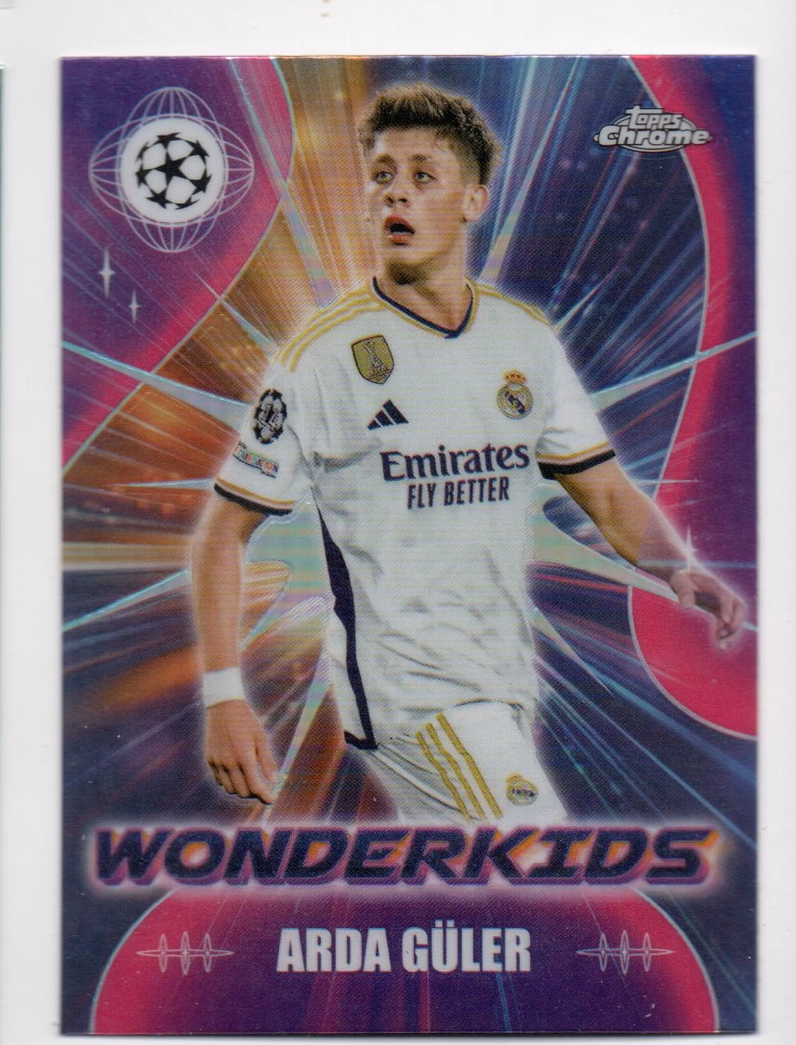 2023-24 Topps Chrome UEFA Club Competitions Wonderkids #WK1 Arda Guler (30-JJ1-SOCCERREALMADRID)