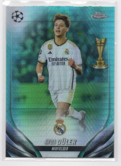 2023-24 Topps Chrome UEFA Club Competitions Aqua Prism Refractors #152 Arda Guler (30-JJ1-SOCCERREALMADRID)