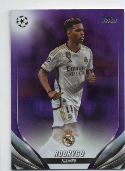 2023-24 Topps UEFA Club Competitions Purple Foil #168 Rodrygo (30-JJ2-REALMADRID)
