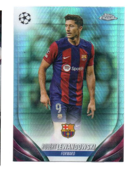 2023-24 Topps Chrome UEFA Club Competitions Aqua Prism Refractors #11 Robert Lewandowski (25-JJ2-BARCELONA)