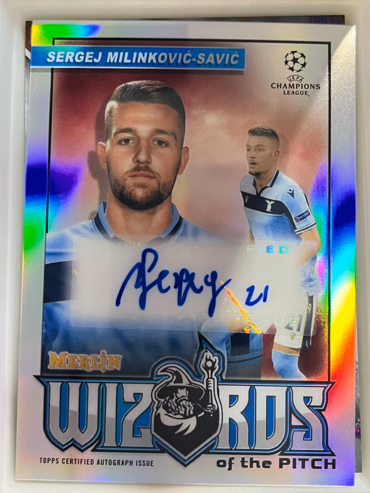 2020-21 Merlin UEFA Champions League Wizards of the Pitch Autographs #WSMS Sergej Milinkovic-Savic (150-II4-SOCCERLAZIO)