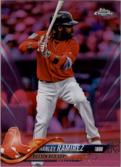 2018 Topps Chrome Pink Refractors #59 Hanley Ramirez (12-JJ14-MLBREDSOX)