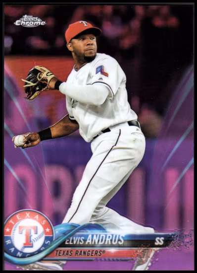 2018 Topps Chrome Pink Refractors #130 Elvis Andrus (12-JJ15-MLBRANGERS)