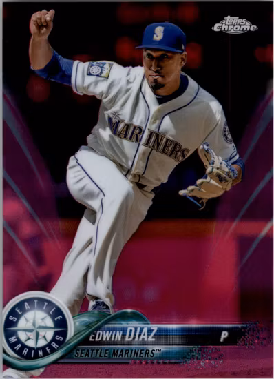 2018 Topps Chrome Pink Refractors #155 Edwin Diaz (12-JJ14-MLBMARINERS)