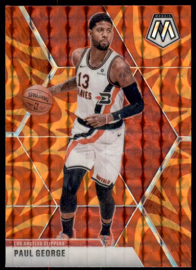 2019-20 Panini Mosaic Mosaic Orange Reactive #108 Paul George (25-JJ14-NBACLIPPERS)