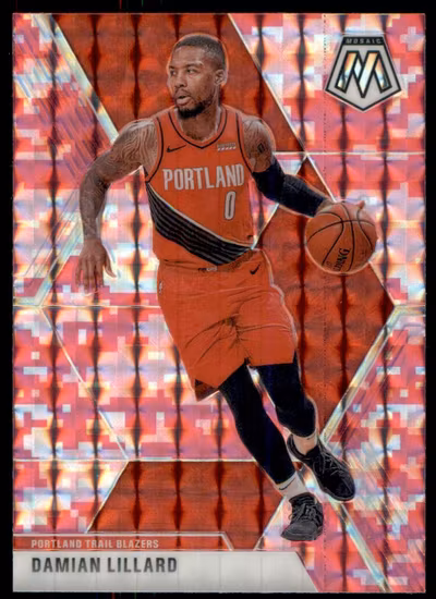 2019-20 Panini Mosaic Mosaic Pink Camo #5 Damian Lillard (40-JJ14-NBATRAILBLAZERS)