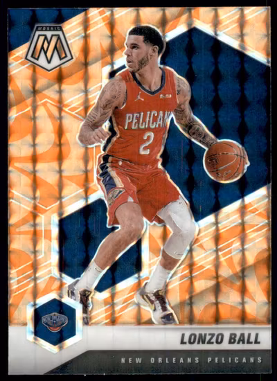 2020-21 Panini Mosaic Mosaic Reactive Orange #37 Lonzo Ball (20-KK1-NBAPELICANS)