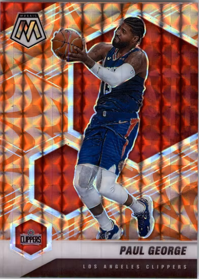 2020-21 Panini Mosaic Mosaic Reactive Orange #75 Paul George (25-JJ14-NBACLIPPERS)
