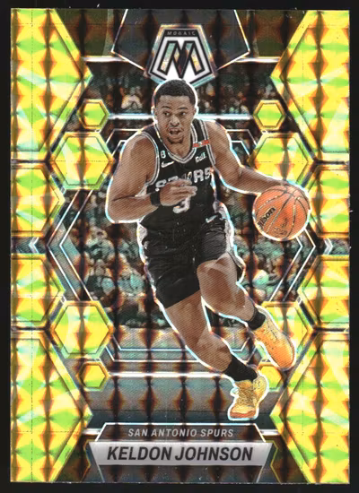 2022-23 Panini Mosaic Mosaic Reactive Yellow #179 Keldon Johnson (20-JJ14-NBASPURS)