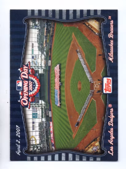 2007 Topps Opening Day Team vs. Team #OD7 Los Angeles Dodgers Milwaukee Brewers (10-KK9-MLBDODGERS+MLBBREWERS)