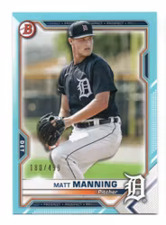 2021 Bowman Prospects Sky Blue #BP111 Matt Manning (15-KK8-MLBTIGERS)