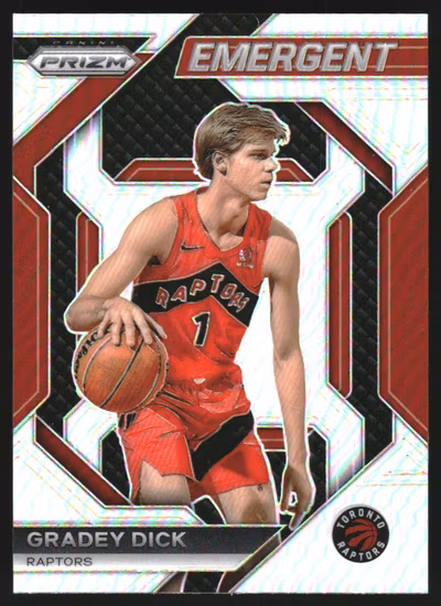 2023-24 Panini Prizm Emergent Prizms Silver #22 Gradey Dick (20-KK11-NBARAPTORS)
