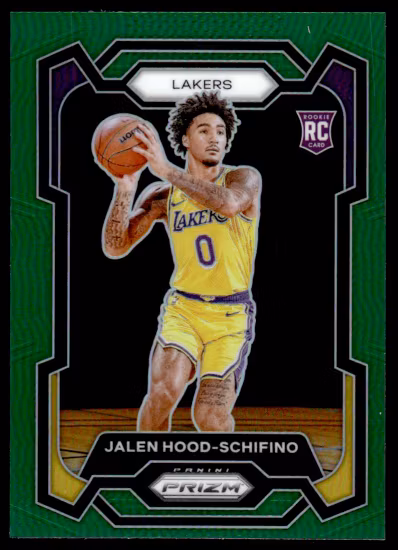 2023-24 Panini Prizm Prizms Green #145 Jalen Hood-Schifino (30-KK13-NBALAKERS)