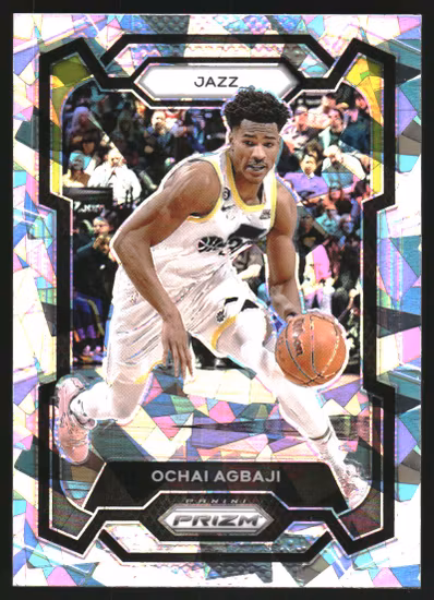 2023-24 Panini Prizm Prizms Ice #92 Ochai Agbaji (12-KK14-NBAJAZZ)