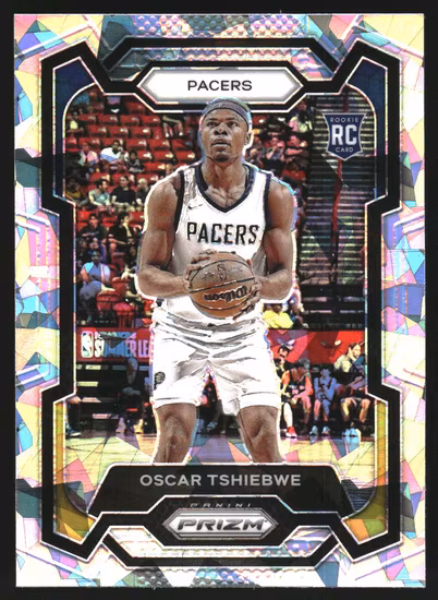 2023-24 Panini Prizm Prizms Ice #292 Oscar Tshiebwe (30-KK12-NBAPACERS)