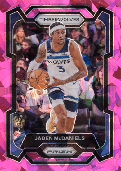 2023-24 Panini Prizm Prizms Pink Ice #238 Jaden McDaniels (20-KK10-NBATIMBERWOLVES)