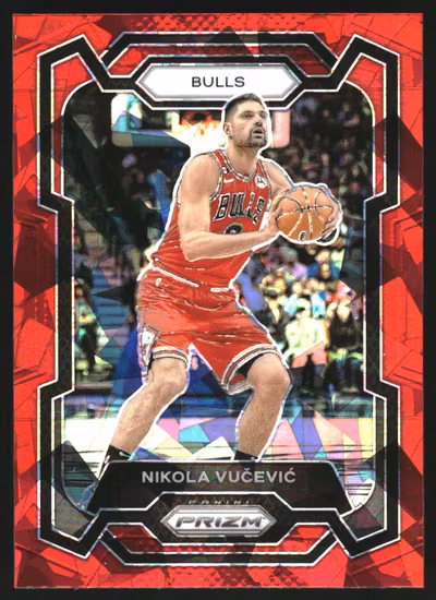 2023-24 Panini Prizm Prizms Red Ice #87 Nikola Vucevic (15-KK10-NBABULLS)