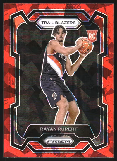 2023-24 Panini Prizm Prizms Red Ice #140 Rayan Rupert (30-LL2-NBATRAILBLAZERS)