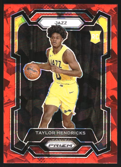 2023-24 Panini Prizm Prizms Red Ice #161 Taylor Hendricks (30-LL2-NBAJAZZ)