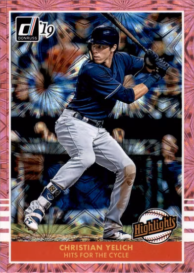 2019 Donruss Highlights Pink Firework #7 Christian Yelich (15-LL9-MLBBREWERS)