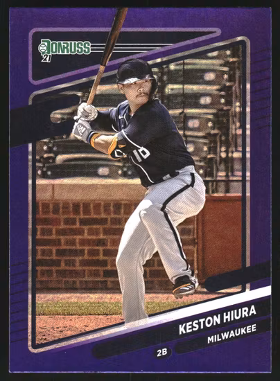 2021 Donruss Holo Purple #82 Keston Hiura (12-LL9-MLBBREWERS)