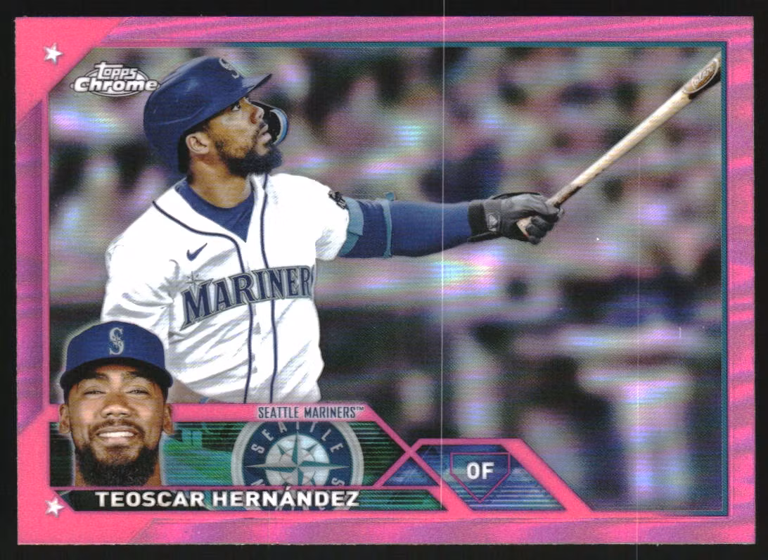2023 Topps Chrome Pink Refractors #63 Teoscar Hernandez (15-LL10-MLBMARINERS)