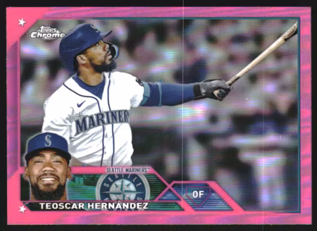 2023 Topps Chrome Pink Refractors #63 Teoscar Hernandez (15-LL10-MLBMARINERS)