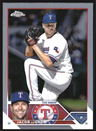 2023 Topps Chrome Refractors #12 Jacob deGrom (15-LL9-MLBRANGERS)