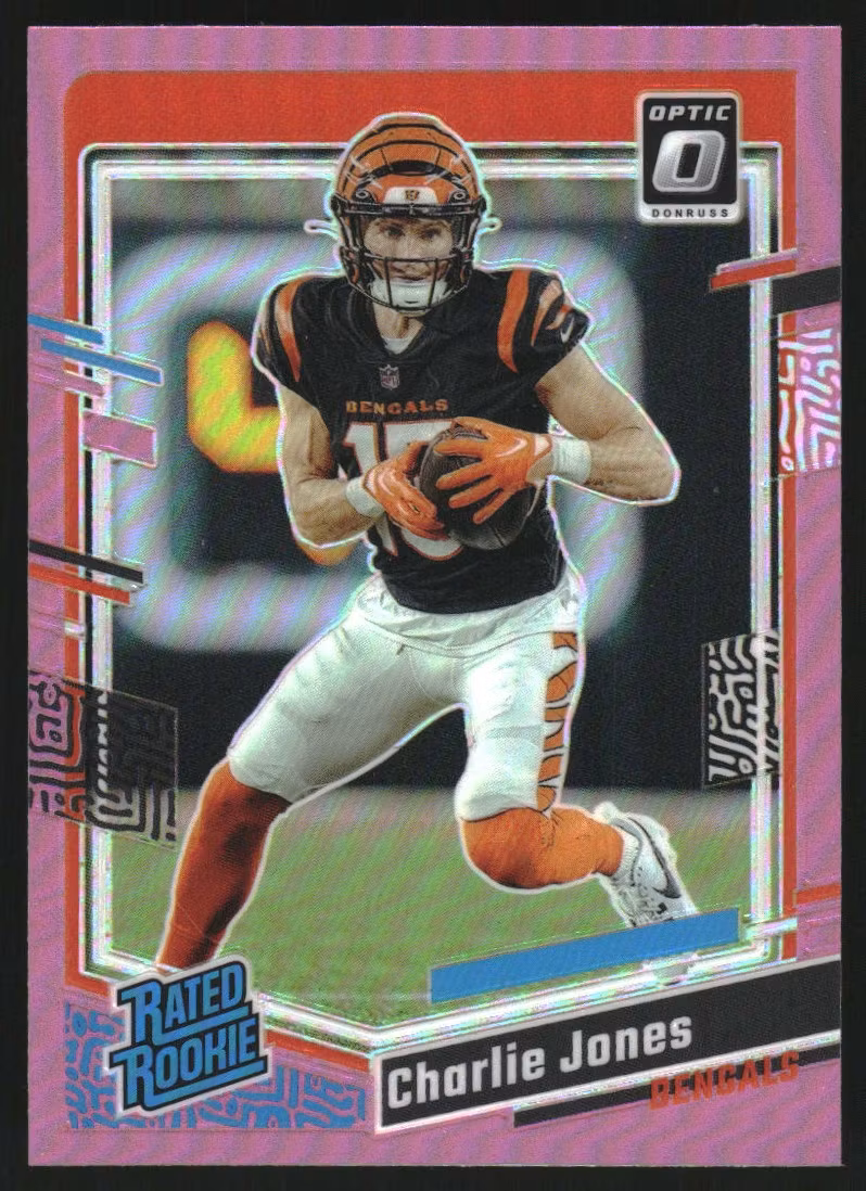 2023 Donruss Optic Pink #223 Charlie Jones RR (25-LL10-NFLBENGALS)